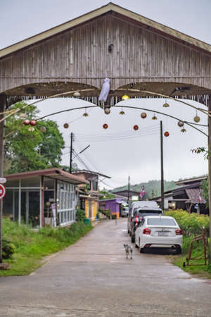 Kanchanaburi/Thailand-1 July 2017:Etong Village in the mist and raining at kanchanaburi city thailand.Etong village pilok old mine The Old mine near the Thai-Myanmar borderのeditorial素材