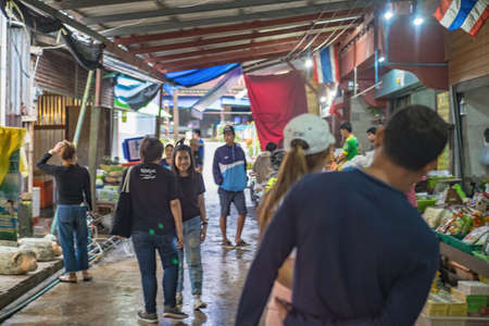 kanchanaburi/Thailand-1 July 2017:Unacquainted People walking in Etong village at kanchanaburi city Thailand.Pilok mine The Old mine near the Thai-Myanmar borderのeditorial素材