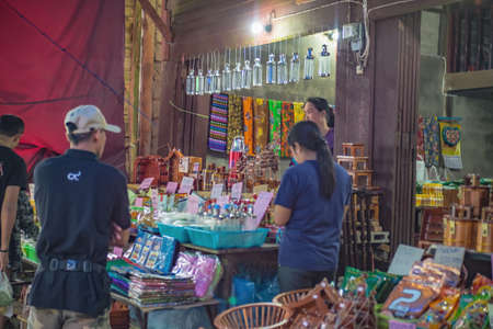 kanchanaburi/Thailand-1 July 2017:Unacquainted People walking in Etong village at kanchanaburi city Thailand.Pilok mine The Old mine near the Thai-Myanmar borderのeditorial素材