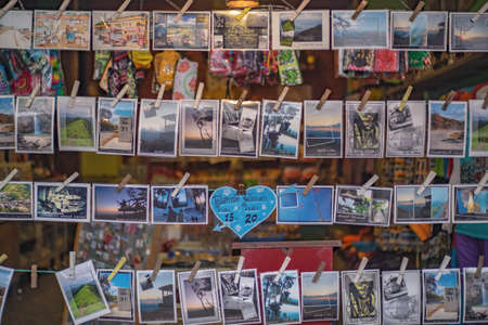 kanchanaburi/Thailand-1 July 2017:Beautiful Postcard in postcard shop Etong village at kanchanaburi city Thailand.Pilok mine The Old mine near the Thai-Myanmar borderのeditorial素材