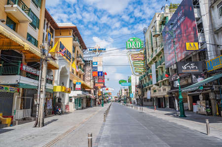 Bangkok/Thailand-30 May 2020:Khao san road under covid 19 situation.Khaosan Road is a short street in central Bangkok and the nightlife hub of Bangkok, famous in Thailand. It's still a night marketのeditorial素材