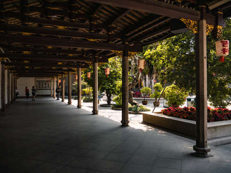 Chaozhou/China-02 April 2018:Unacquainted tourist with Structure Building in kaiyuan temple at chaozhou city Guangdong province China.kaiyuan temple  the largest temple in Fujian provinceのeditorial素材