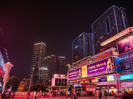 Changsha/China-17 October 2018:Unacquainted People walking on huangxing walking street in Changsha...