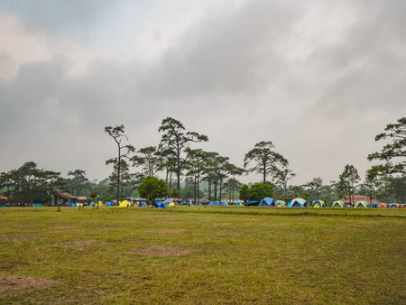 Campground on Phu Kradueng mountain national park in Loei City Thailand.Phu Kradueng mountain...