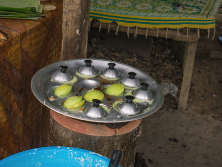 Traditional laos Mortar toasted pastry ub the shop at vangvieng city laos