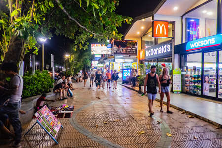 Krabi/Thailand-22 July 2017:Unacquainted Tourist walking on aonang walking street.Krabi - in southern Thailand is one of the most relaxing places on the planet.のeditorial素材