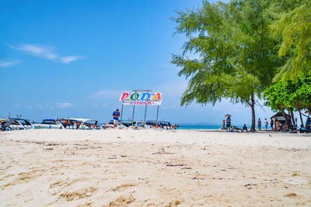 Krabi/Thailand-23 jun 2017:Beautiful idyllic seascape and white sand on koh poda island krabi city Thailand.Krabi - in southern Thailand is one of the most relaxing places on the planet.のeditorial素材