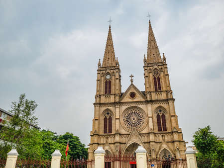 Sacred Heart Cathedral at guangzhou china.The Sacred Heart Cathedral is a Catholic church in the Diocese of Guangzhouの写真素材