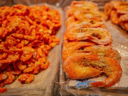 Close up dried shrimp in the store at guangzhou city china.の写真素材