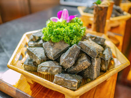 Close up changsha smelly tofu on shangxiajiu walking street at guangzhou city Chinaの写真素材