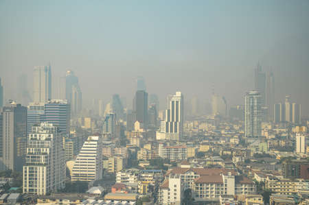 Bangkok/Thailand-10 Jan 2020:PM 2.5 Air pollution of bangkok city thailand.Bangkok City the capital of Thailand.World problemのeditorial素材