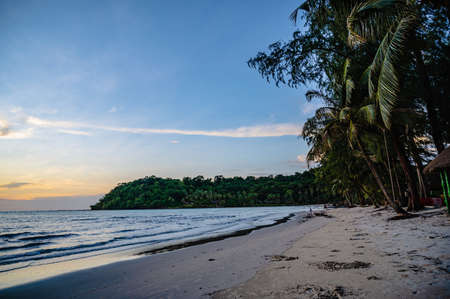Beautiful idyllic seascape sunset view on kohkood island in low season travel.Koh Kood, also known as Ko Kut, is an island in the Gulf of Thailandの写真素材