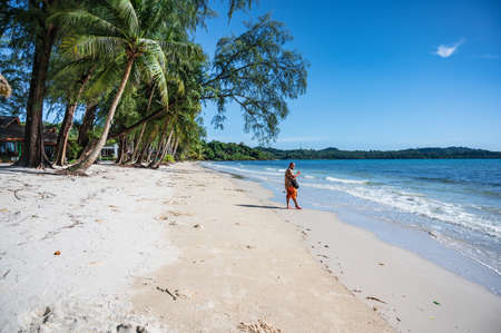 Asia guy with Beautiful idyllic seascape view on kohkood island in low season travel.Koh Kood, also known as Ko Kut, is an island in the Gulf of Thailandの写真素材