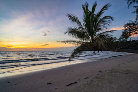 Beautiful idyllic seascape sunset view on kohkood island in low season travel.Koh Kood, also known as Ko Kut, is an island in the Gulf of Thailandの写真素材
