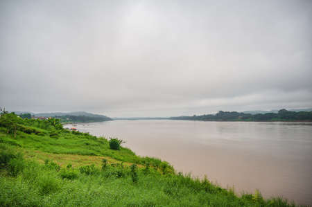 Beautiful Landscape of Mekhong river between thailand and laos from Chiang Khan District.The Mekong, or Mekong River, is a trans-boundary river in East Asia and Southeast Asiaの写真素材