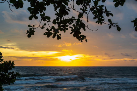 Beautiful sunset view at koh chang island tart thailand.Ko Chang island, known also as 'Elephant Island' named because of its elephant shaped headlandの写真素材