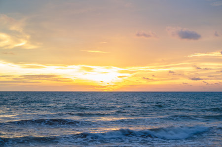 Beautiful sunset view at koh chang island tart thailand.Ko Chang island, known also as 'Elephant Island' named because of its elephant shaped headlandの写真素材