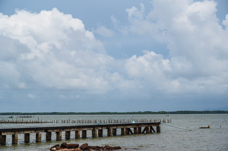 landscape view of seascape and sky from Ang Kapong Pier trat.の写真素材