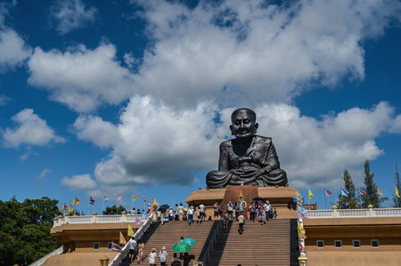 Prachuap Khiri Khan.Thailand. 29.07.2022.Luang Pu Thuat Big Buddha statue in Huay Mongkol Temple at Hua Hin District.Huay Mongkol Temple enshrined the largest statue of Luang Pho Thuat in the worldのeditorial素材