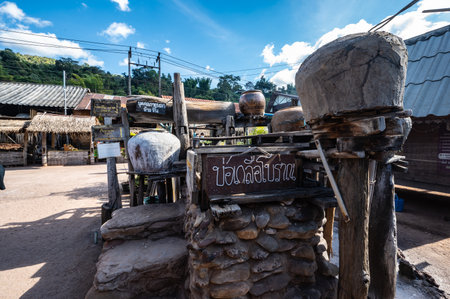 Nan.thailand-18.12.2020:Ancient rock salt well in  Boklua Village At nan Thailand.Boklua is ancient Rock salt well in thailand .Thailand destination travelのeditorial素材