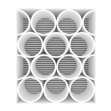 Empty shelves rounded design on white background 
