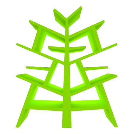 Color green bookshelf design with white backgroundの写真素材