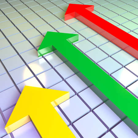 Three colors arrows up, ideal for business conceptの写真素材