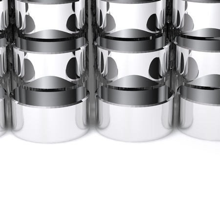 Abstract chrome cylinder on white background, ideal for business and industrial background の写真素材
