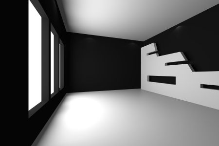 Home interior rendering with empty room color wall and decorated の写真素材