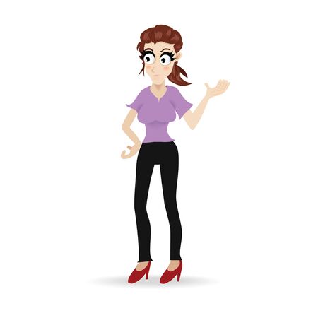 Smart Girl for Manager Cartoon, isolate white background for use in dialogs with other characters.のイラスト素材