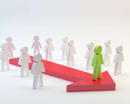 Leader on white background, 3d people conceptの写真素材