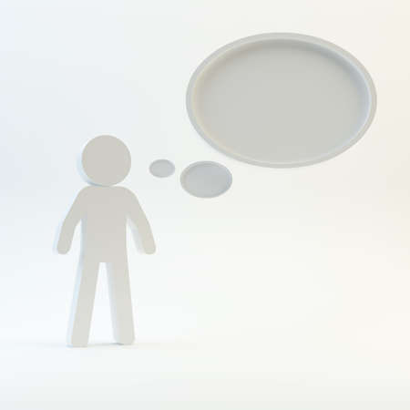 Person with bubbles on white background, 3d people conceptの写真素材