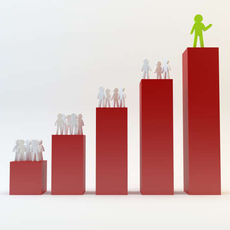 Person with red graph on white background, 3d people conceptの写真素材