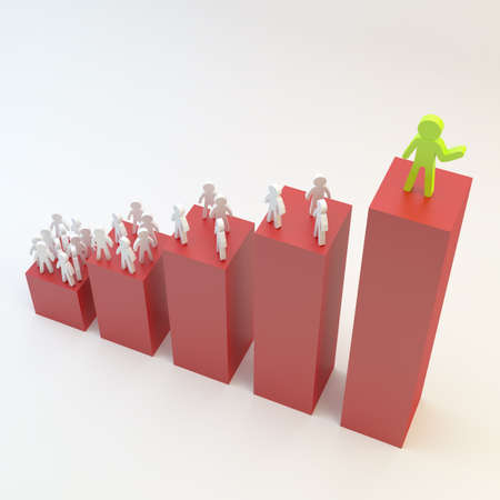 Person with red graph on white background, 3d people conceptの写真素材