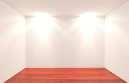 Empty Room lighting with wooden floorの写真素材
