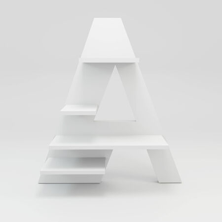 alphabet shelf shape A on white backgroundの写真素材