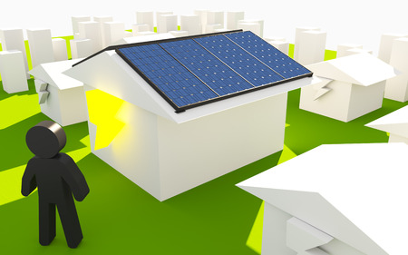 Solar Enengy Concept, House Used Personの写真素材