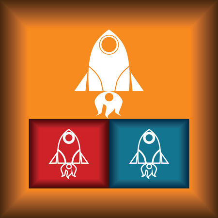 Rocket Icon Flat on Color Button backgroundのイラスト素材
