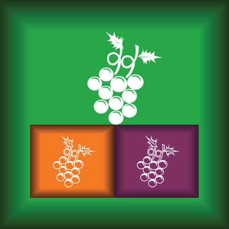 Grapes Icon Flat on Color Button backgroundのイラスト素材