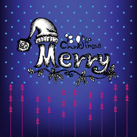 Doodles Christmas typography, handwritingのイラスト素材