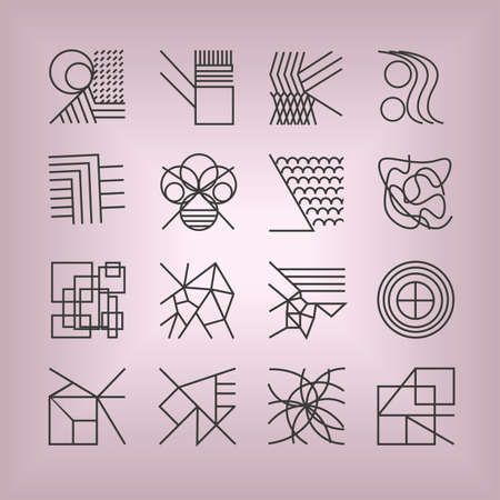 Abstract Line set, Geometryのイラスト素材