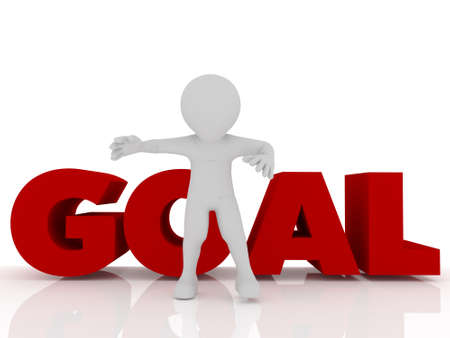 3d people, man, person with goalの写真素材