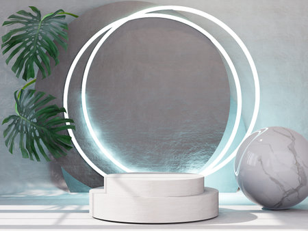 Product presentation podium with a white background. 3d rendering
