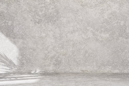Abstract concrete wall panels background for product presentation empty room with shadows of window...