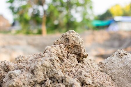 The pile of soil for build the building at the construction siteの写真素材