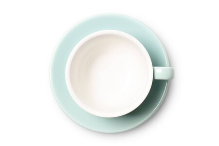 Coffee cup top view isolated on whiteの写真素材