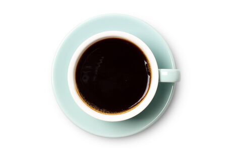 Coffee cup top view isolated on whiteの写真素材