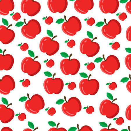 Seamless pattern with red apples on a white backgroundの素材