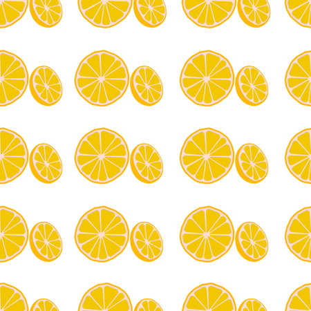 Seamless pattern with lemon slices. Citrus background. Vector illustration.のイラスト素材
