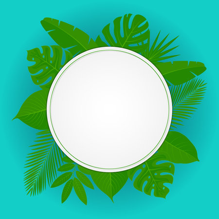 Green leaves frame on trendyの素材